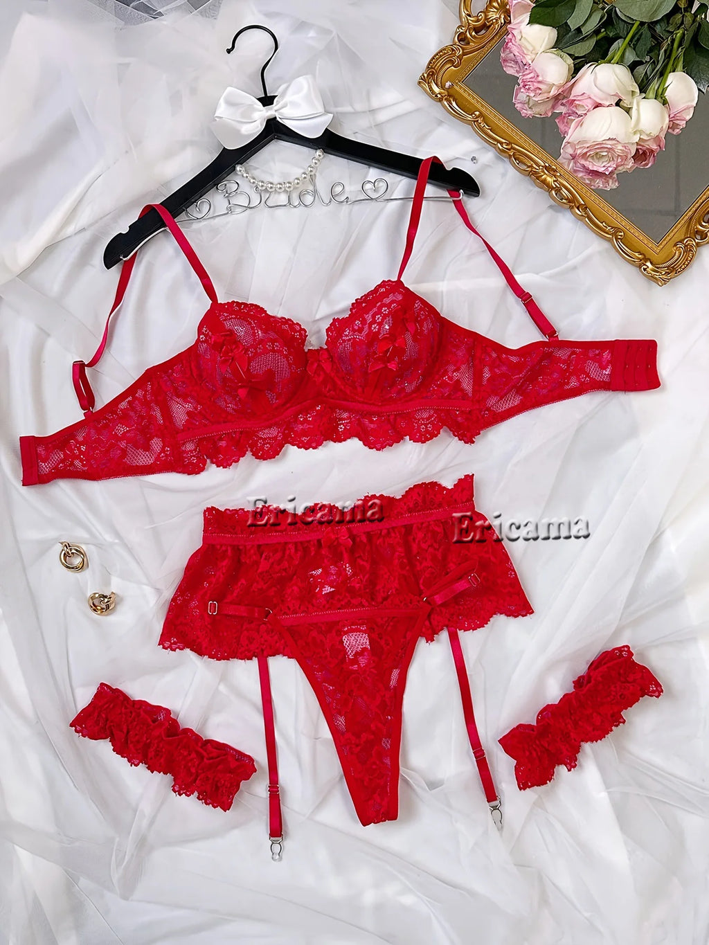 Lingerie Set Transparent Bra Set Hot Erotic Sexy Costumes Solid Color Underwear Seamless Bra Thong Garters Sexy Lingerie Sets