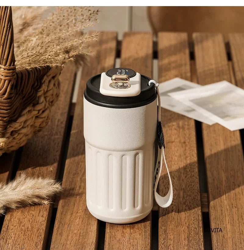 450ML Thermos Water Bottle Smart Display Temperature Stainless Steel Vacuum Coffee Cup Keep Cold and Heat Travel Thermal Mug
