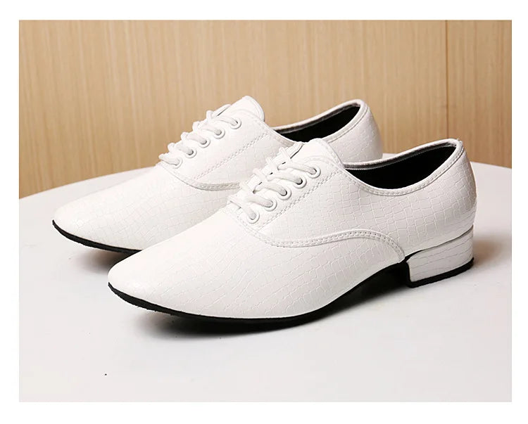 Men Modern Dance Shoes Man Outdoor Dance Leather Latin Jazz Shoes Indoor Suede Sole 2.5CM Heels Ballroom Waltz Shoes Stage Wear