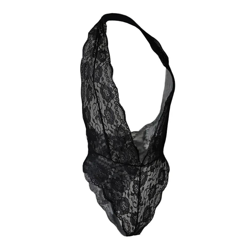 Lingerie Women Lace Babydoll Dress With Thongs Sleeveless Babydoll V-neck Nightdress Exotic Costumes Transparent Porn
