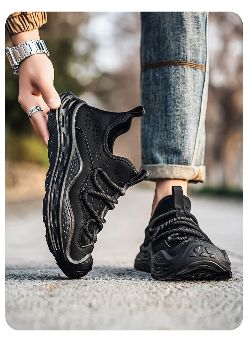 Spring Autumn New Mens Casual Shoes Fashion Anti Skid Wear Resistant Sports Sneakers Thick Sole Fashion Breathable Mesh Footwear