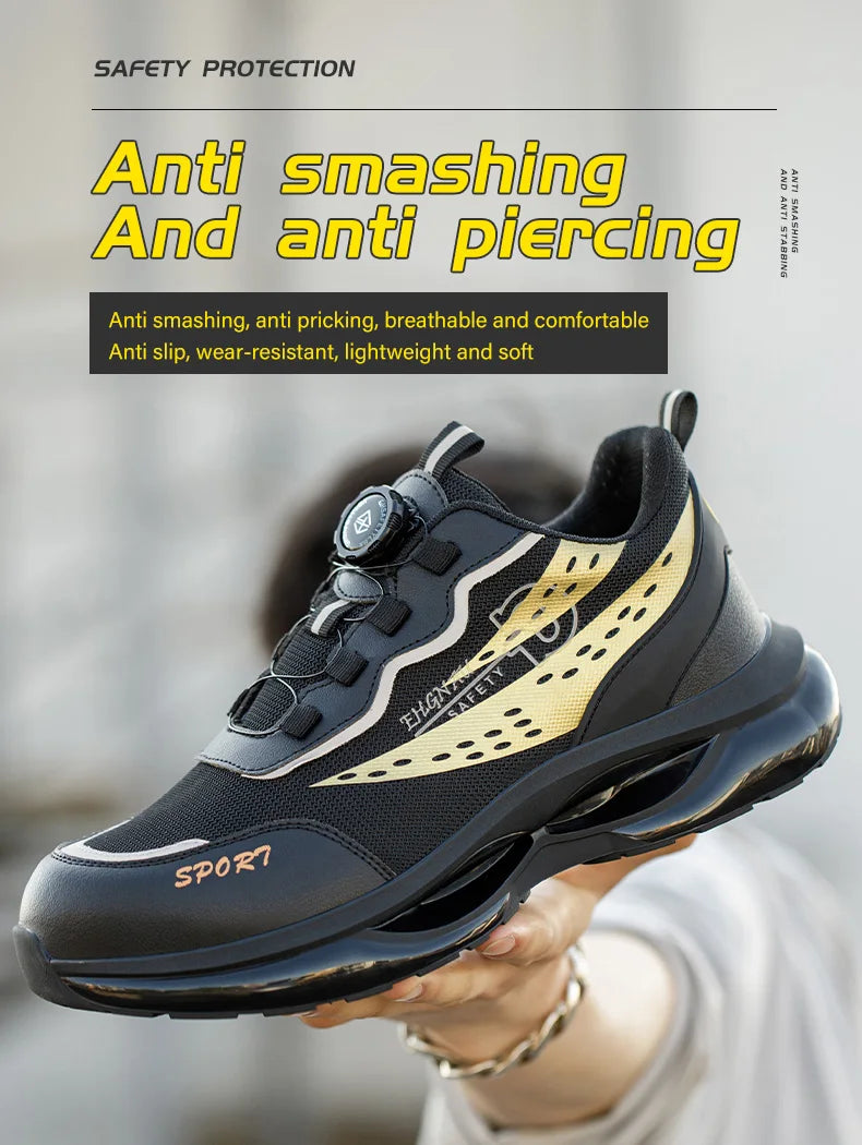 Steel Toe Safety Shoes Anti-smash Anti-Puncture Work Boots Men Slip Resistant Breathable Outdoor Work Indestructible Shoes