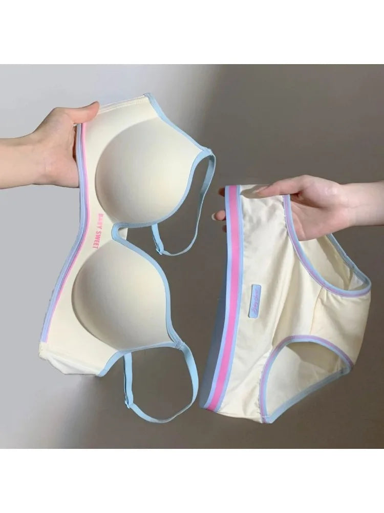 Push Up Seamless Bra for Small Chest | Colorful Dopamine Padded Bralette | Comfort Lift & Sexy Look for Women  Bra and Panty Set