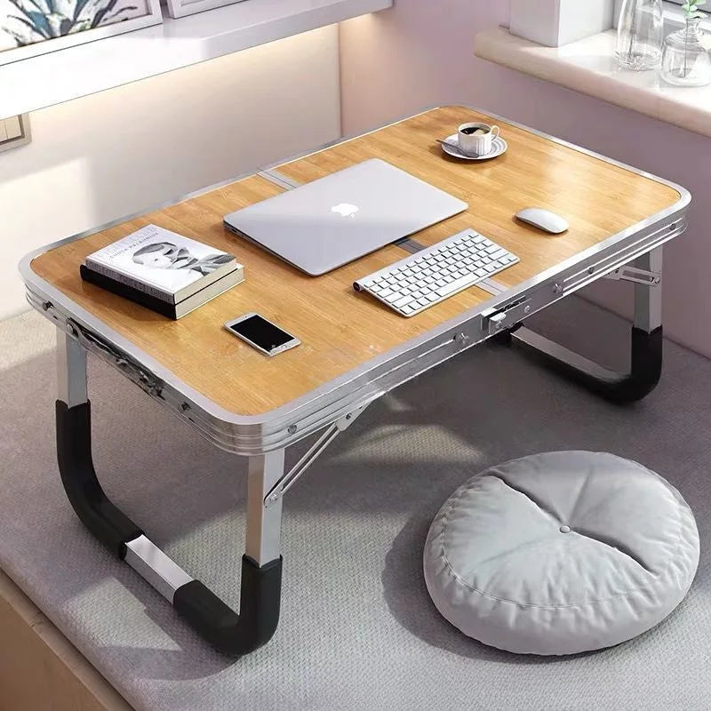 Aluminum Alloy Foldable Computer Table Wooden Lazy Dormitory Learning Folding Bed Outdoor Folding Table