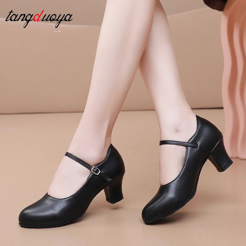 New women's dance shoes Latin party Social Dancing tango jazz elegant dance shoes closed toe black modern dance shoes 35-45