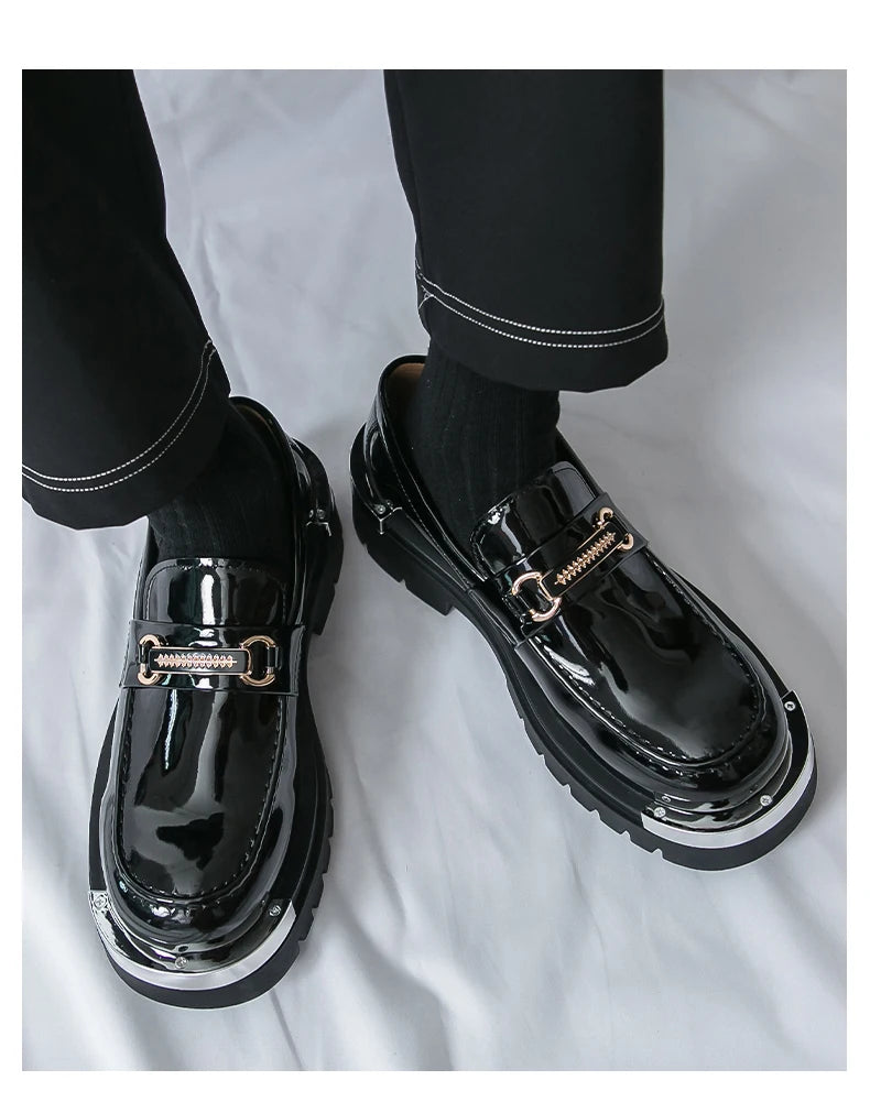 Men's thick soled shoes Luxury fashion designer styles Work Trend Nightclub casual party shoes Height increasing leather shoes