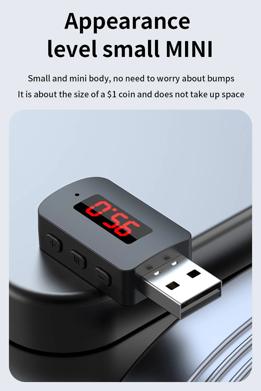 USB Bluetooth 5.3 5.4 Adapter USB Dongle Wireless Music Audio Receiver Transmitter Handsfree Call With Mic LED Display For Car