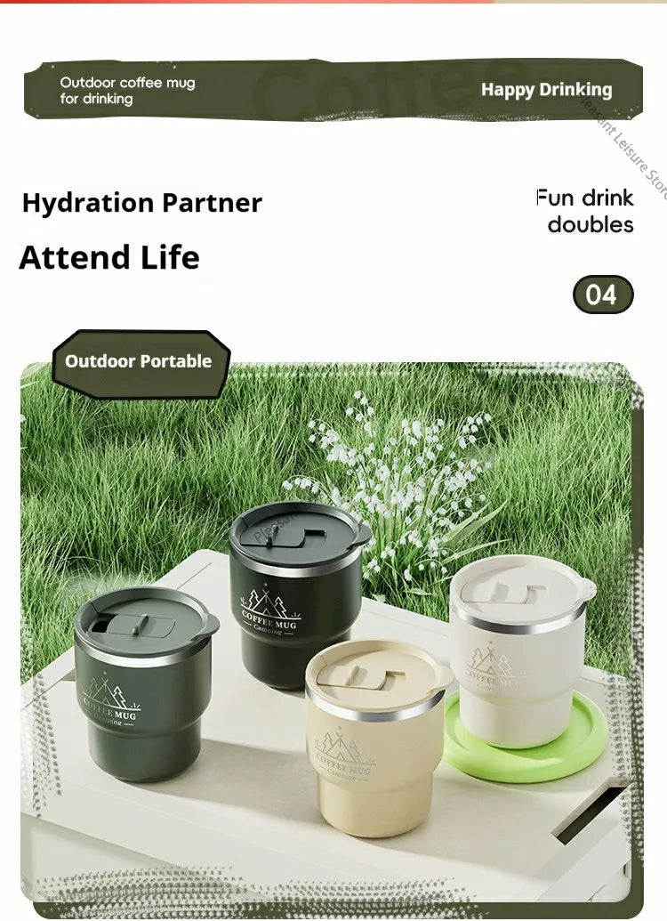 400ML Stainless Steel Thermal Cup Office Coffee Mug  Double Layer Insulated Water Cup Portable Keeps Cold and Heat Thermal Mug