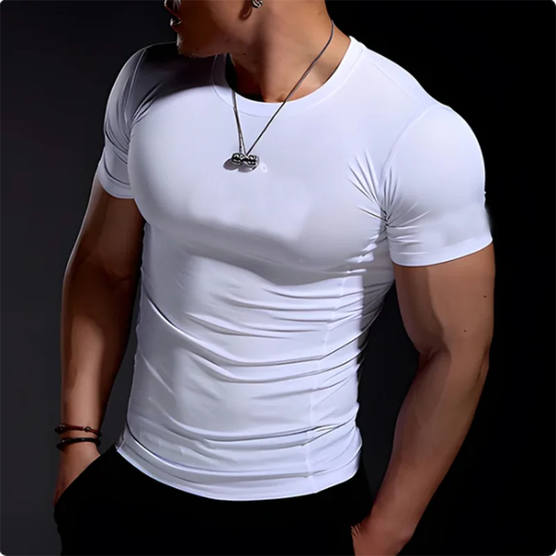 Summer Short Sleeve Men Compression Tee Shirt Bat Print Sport Quick Dry Gym Tshirt Fitness Workout Undershirt Elasticity Top Tee