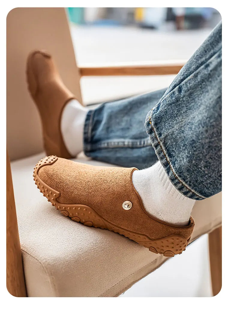 Fashion Slippers for Men Closed-toe Suede Slip Ons Shoes 2026 New Design Mens Casual Flats Loafers Comfortable Walking Shoes