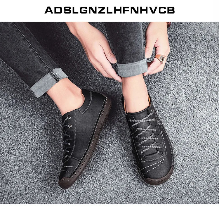 Shoes for Men Leather Casual Shoes Fashion Soft Homme Outdoor Comfortable High Quality Classic Ankle Non-slip Flats