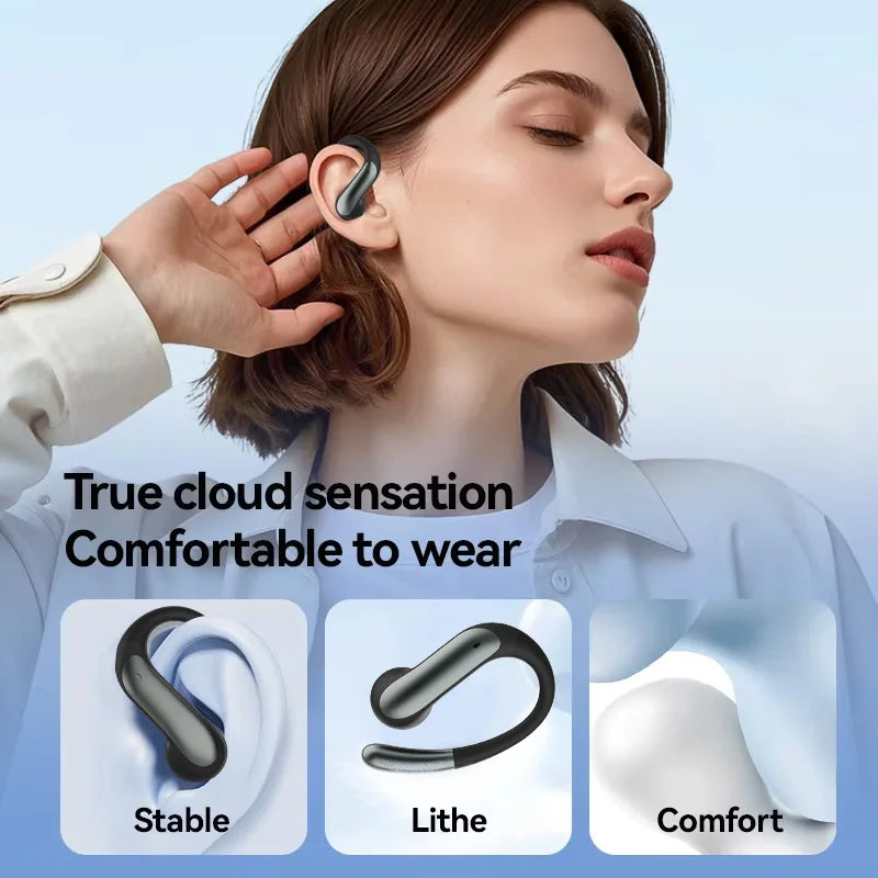 Bluetooth 5.3 Headphones, TWS Wireless Ear-Hook Earphones, HiFi Stereo Noise Cancelling, Compatible with All Smartphones