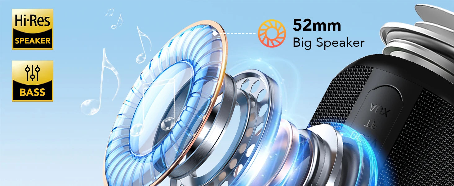 Bluetooth Speaker, 2026 Portable Wireless Speakers with Led Light, Bluetooth 5.4, 24H Playtime, Enhanced Bass, IPX7 Waterproof