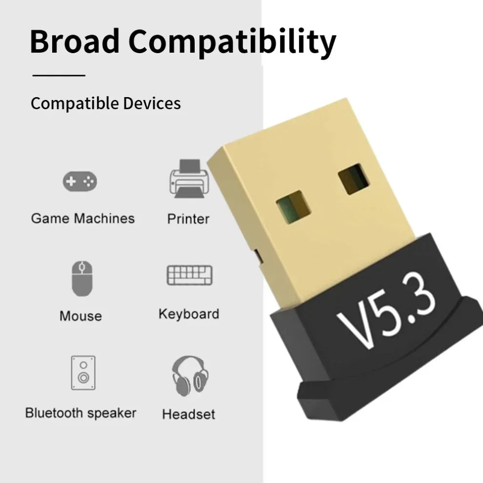 Bluetooth 5.3 USB Bluetooth Wireless Adapter for PC Dongle Adapter Wireless Mouse Keyborad Music Audio Receiver USB Transmitter
