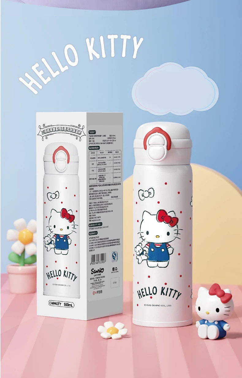 X&W Sanrio Thermal Cup Insulated Mug Kuromi Thermos Cups 316 Stainless Steel Double Drinking Straw Cup Portable Water Bottles