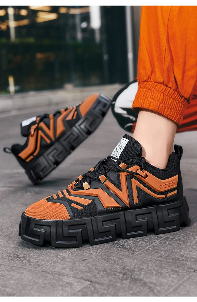 Men's Casual Sports Shoes, Fashionable Thick Soled Skateboarding Shoes, Trendy and Comfortable Men's Shoes Suitable for Outdoor