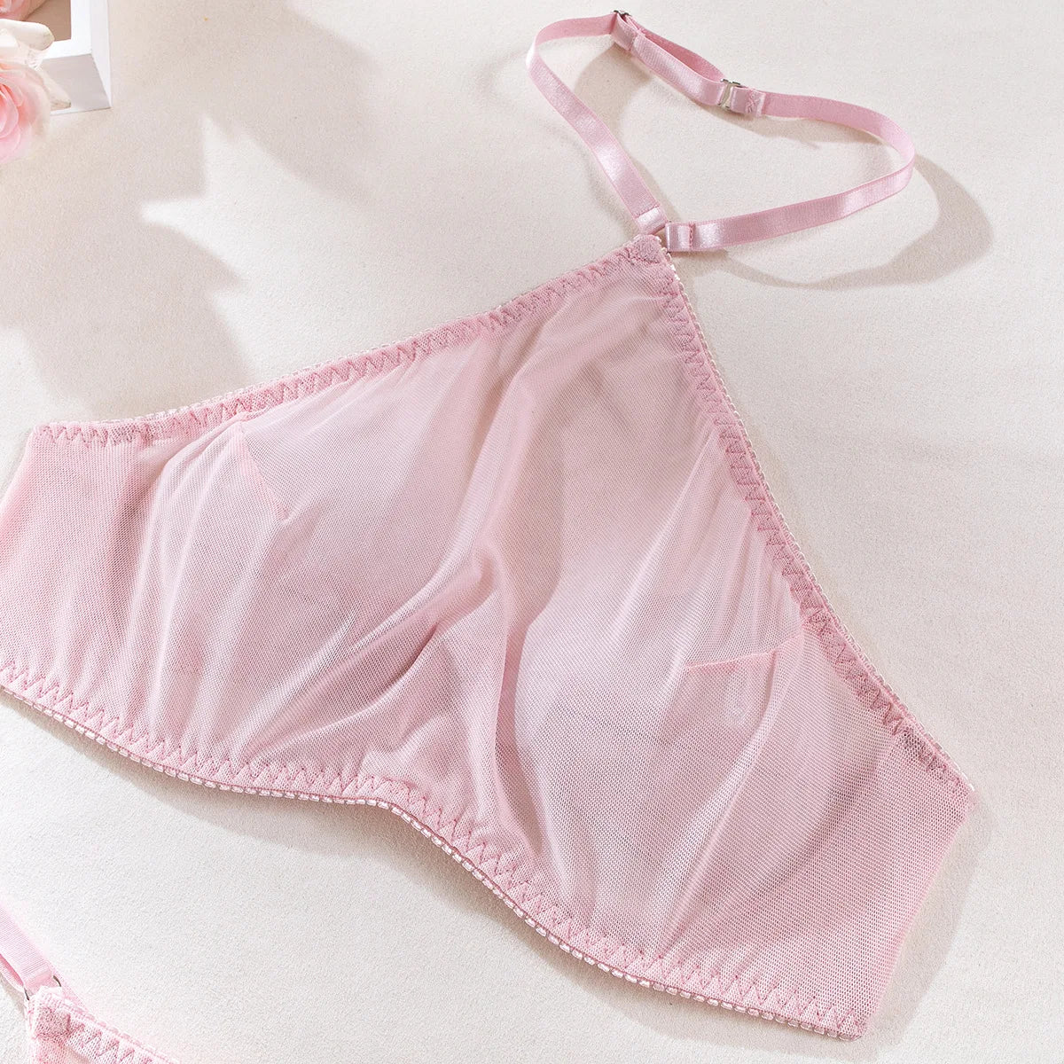 Sexy Bra And Panty Set Hanging Neck Lingerie Underwear Fairy Transparent Bra Erotic Sets Push Up Breves Kit Sexy Thongs