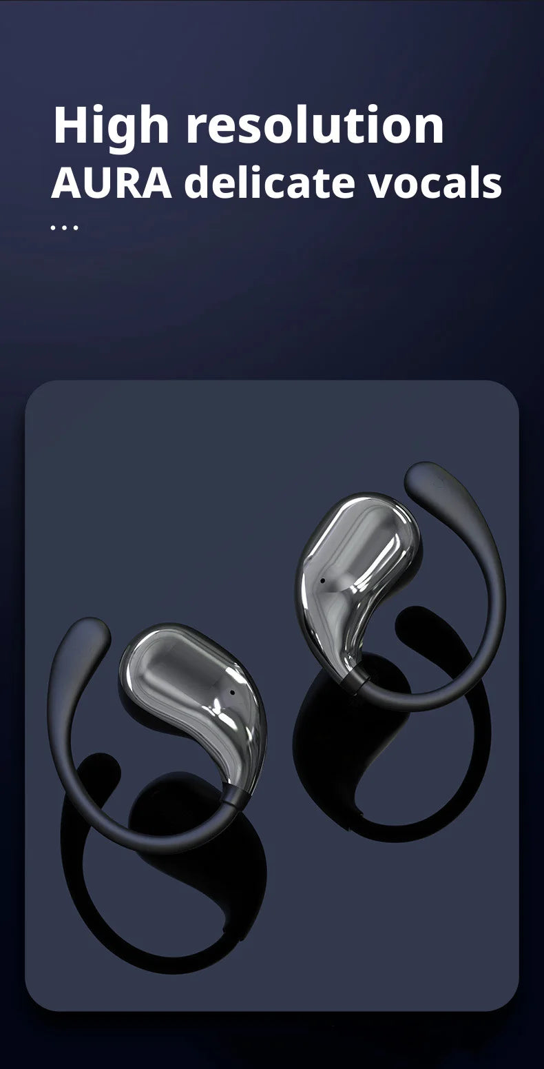 Bluetooth 5.4 Ear Hook Wireless Earphones TWS HiFi Stereo, Waterproof LED Display, Long Standby Touch Control Earbuds for Sports