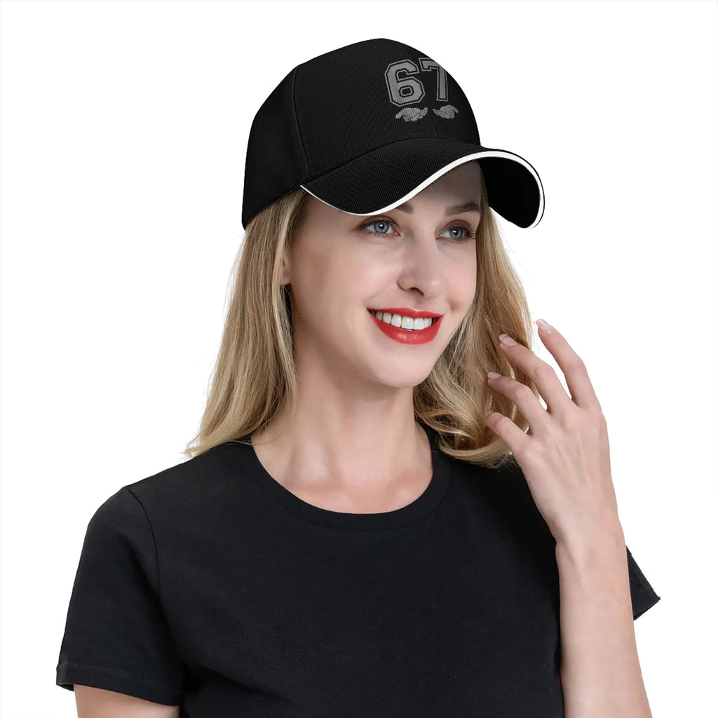 Summer Funny 67 Meme Baseball Cap  Outdoor Sport Classic Design Sun Trucker Hat Couple Women Sunscreen Snapback Cap