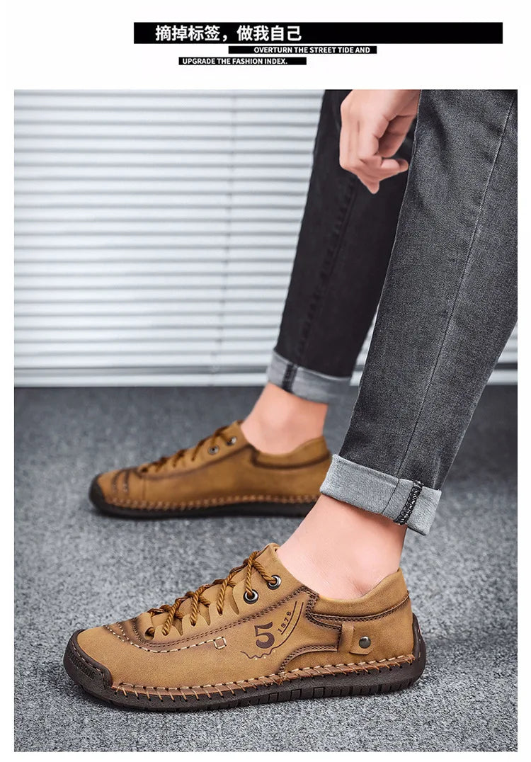 Shoes for Men Leather Casual Shoes Fashion Soft Homme Outdoor Comfortable High Quality Classic Ankle Non-slip Flats