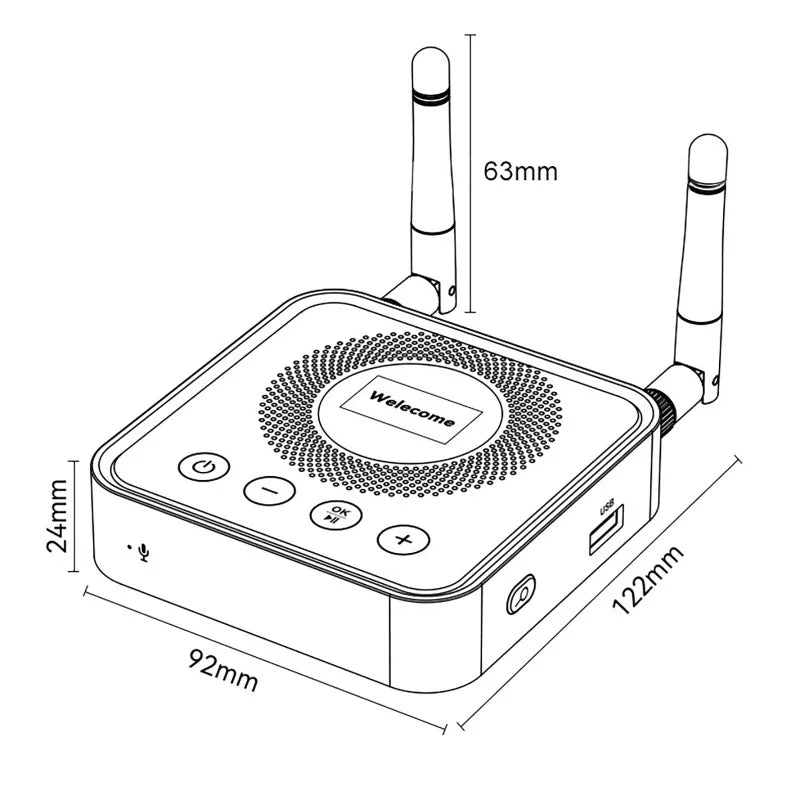 Bluetooth 6.0/5.2 Audio Receiver Transmitter with OLCD Digital Display USB Flash Drive & Wireless Music Playback Optical Output