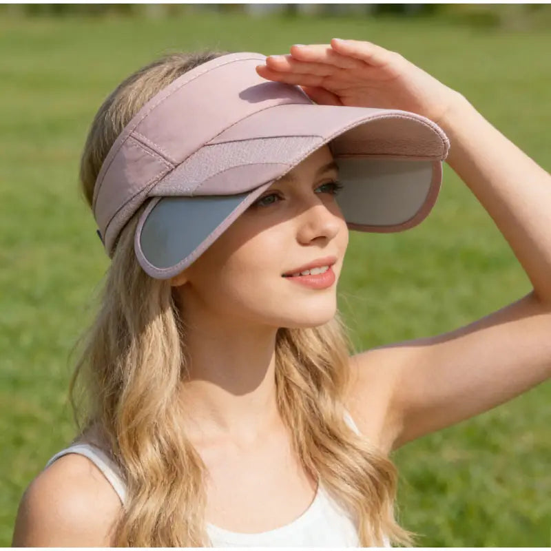Summer Outdoor Sports Sun Hat, Casual Solid Color Retractable Top Hat, Women's Hat Brim Cycling Sun Hat, Sun Protection Pull-out