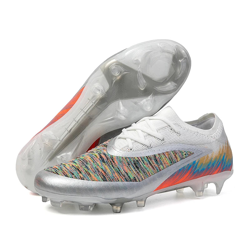 Football Shoes Men Quality Outdoor Training Soccer Boots Black White Long Spike Suitable for Teenager Boys Big Size
