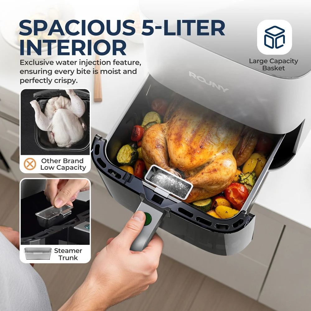 Digital Air Fryer 1450W 5L Oil-Less Cooker, Touch Control Air Fryer Oven with Visible Window for Home