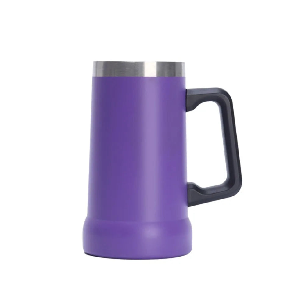 Household 24 OZ Thermal Drink Mug Big Capacity Stainless Steel Coffee Tumbler with Handle Vacuum Thermos Cup Summer