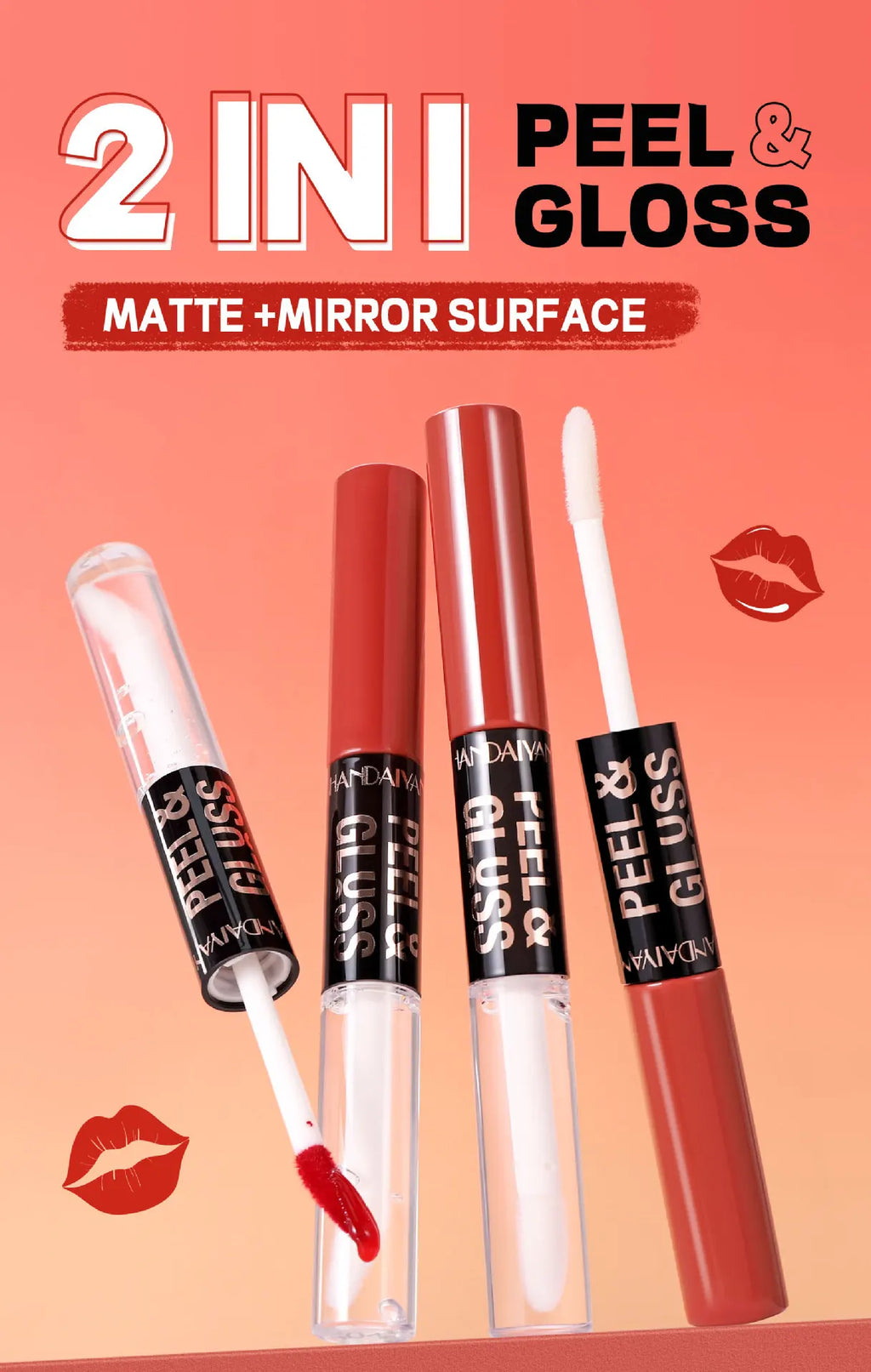 HANDAIYAN Matte Peel-Off Lip Stain Waterproof Transfer-Proof & Moisturizing 2-in-1 | Long-Lasting Lip Gloss & Lipstick