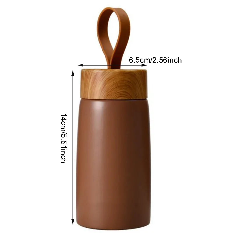 PortableThermal Cup Double Wall Travel Mug Creative Wood Grain Mini Cups Stainless Steel Vacuum Insulated Bottle