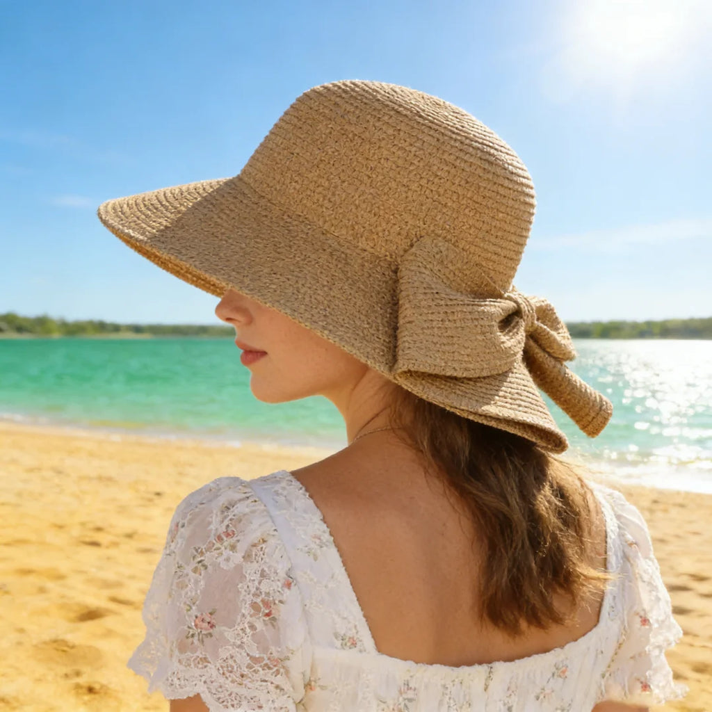 Summer Hats For Women Sun Hat Beach Cap Ladies Bowknot Panama Cap Lady Casual Bucket Hat For Women Straw Hat