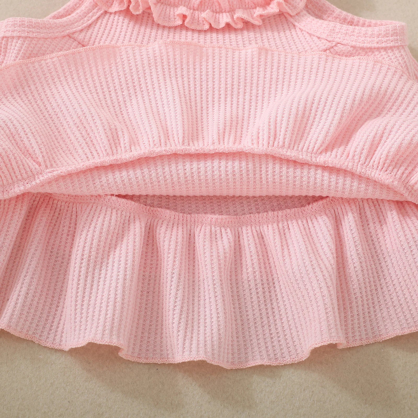 Summer baby girl summer dress pink ruffle halter with diaper pants and pink headgear three-piece set