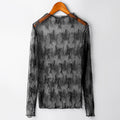Summer Women Lace Floral Embroidery Blouses Shirt Ladies tops Sexy mesh Blouses Transparent Elegant See-through Black Shirt