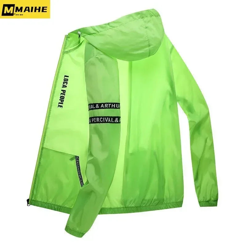 Summer  Sun-Protective Thin Jacket Men tactic Hiking Fishing Cycling Hooded Gym Sport Windbreaker Ultra Light Coats jogging