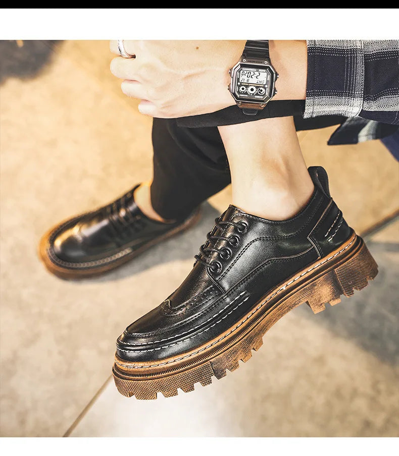 Shoes for Men Fashion High Quality Leather Men Shoes Business Light Luxury High-end Retro Tooling Men's Shoes Zapatillas Hombre