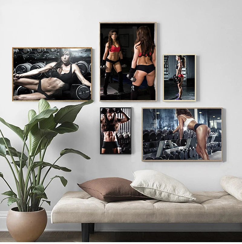 Sexy Women Fitness Bodybuilding Motivational Fabric Cloth Rolled Wall  Print - Size: 80x120 cm