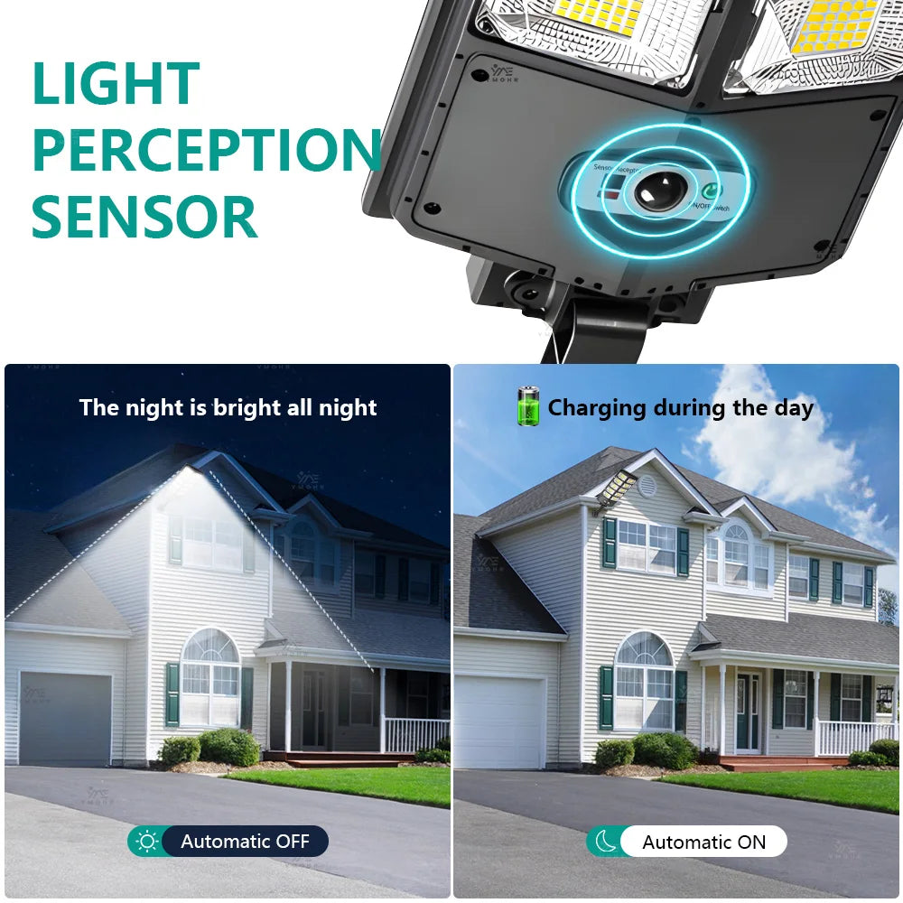 Solar Lights Outdoor Waterproof LED Solar Lamp Motion Sensor Light Remote Control Garden Accessories Outdoor Street Yard Garage