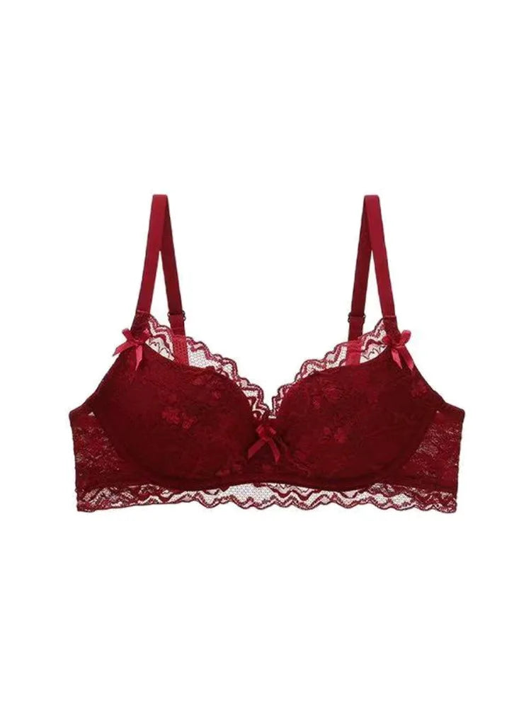 Cute Red Bra and Panty Set Women,Comfortable No Wire Push Up Lingerie,Sexy Bridal Wedding Lingerie Set,Girls Birthday Present