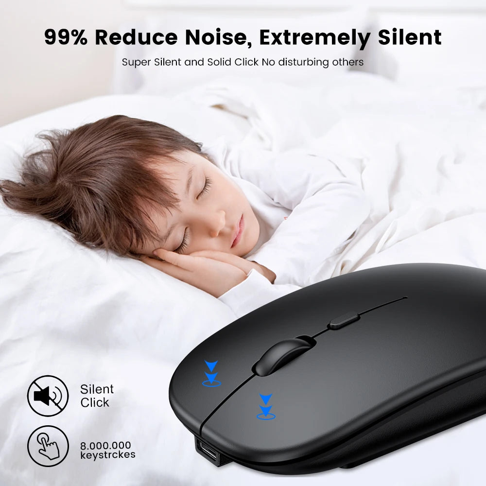 Wireless Bluetooth Mouse 2.4GHz Dual Modes RGB Rechargable Quiet Slim Wireless Mice Compatible For PC iPad Laptop PC Computer