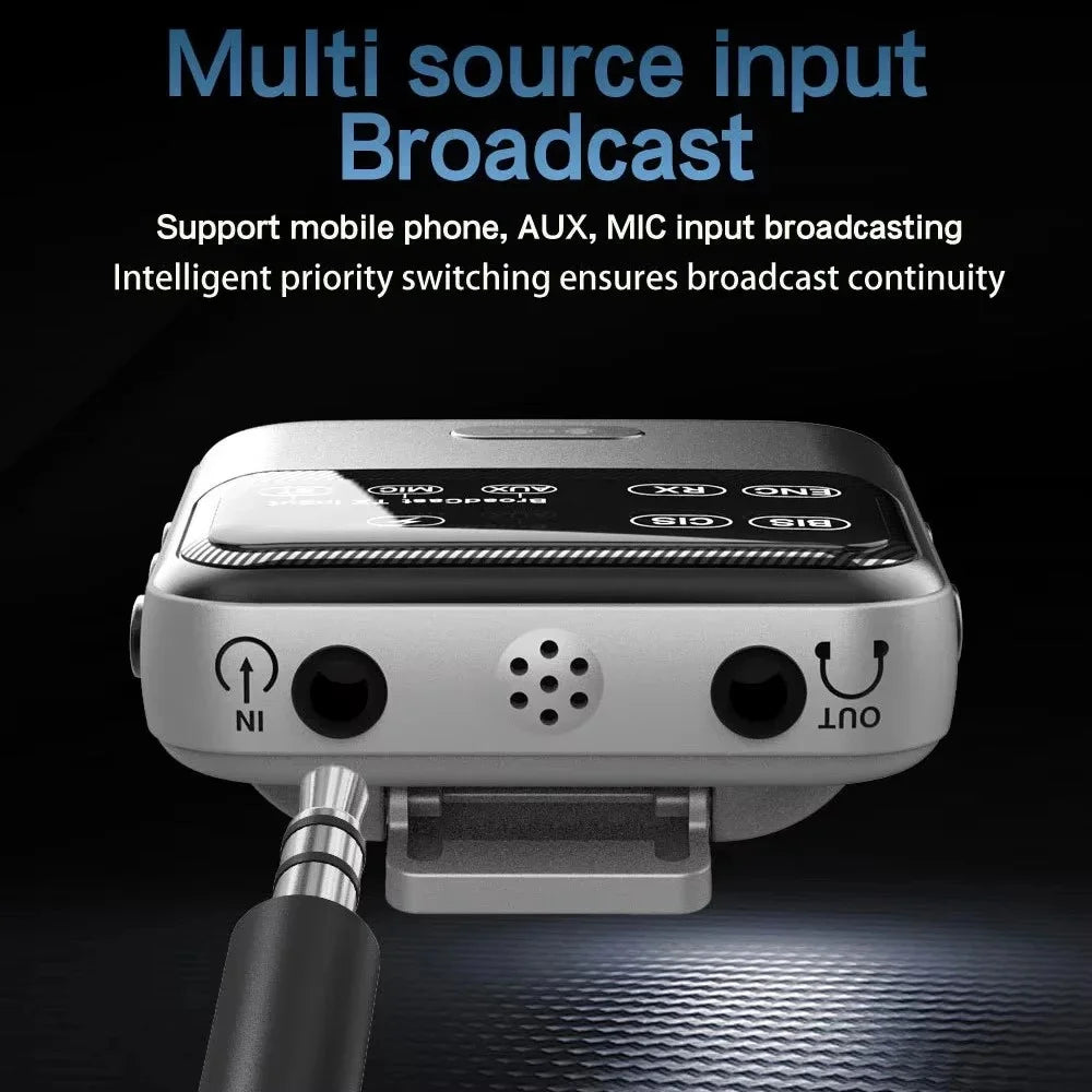 Bluetooth 6.0 Audio Receiver Transmitter ENC Wireless Broadcast One with Multiple Audio System with Mic  for Church Tour Guide