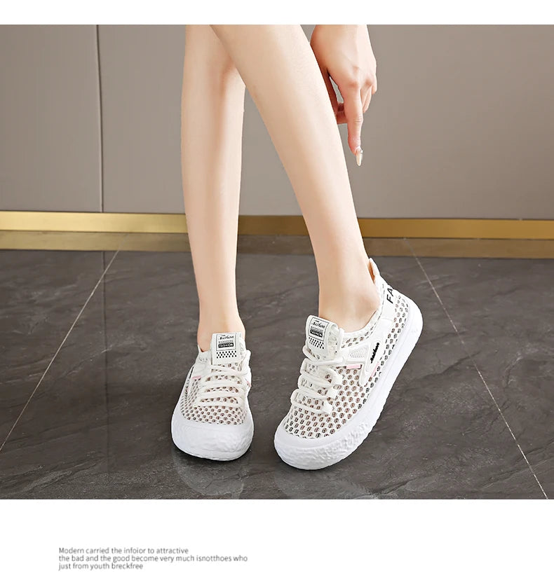 Shoes Woman 2025 Outdoor Casual Sports Shoes Hollow Breathable Comfortable Thick Sole Lightweight Mesh Shoes Women's Sneaker