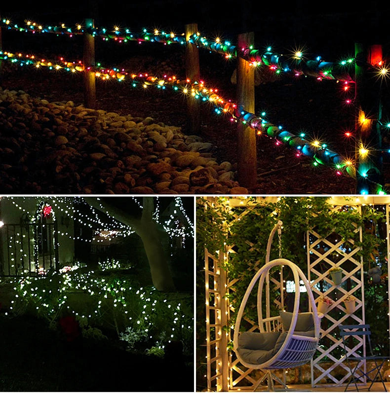 50M 100M Large Solar Panel LED Solar String Lights Fairy Garland Lights Outdoor Backyard Garden Holiday Christmas Party Decor
