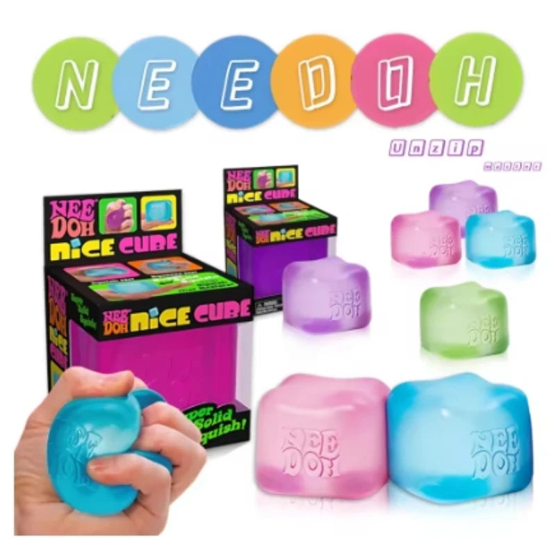 Needoh Nice Cube Sensory Stress Reliever Fidget Tool for Anxiety & Focus Desk Sensory Cube for Adults & Kids*-.