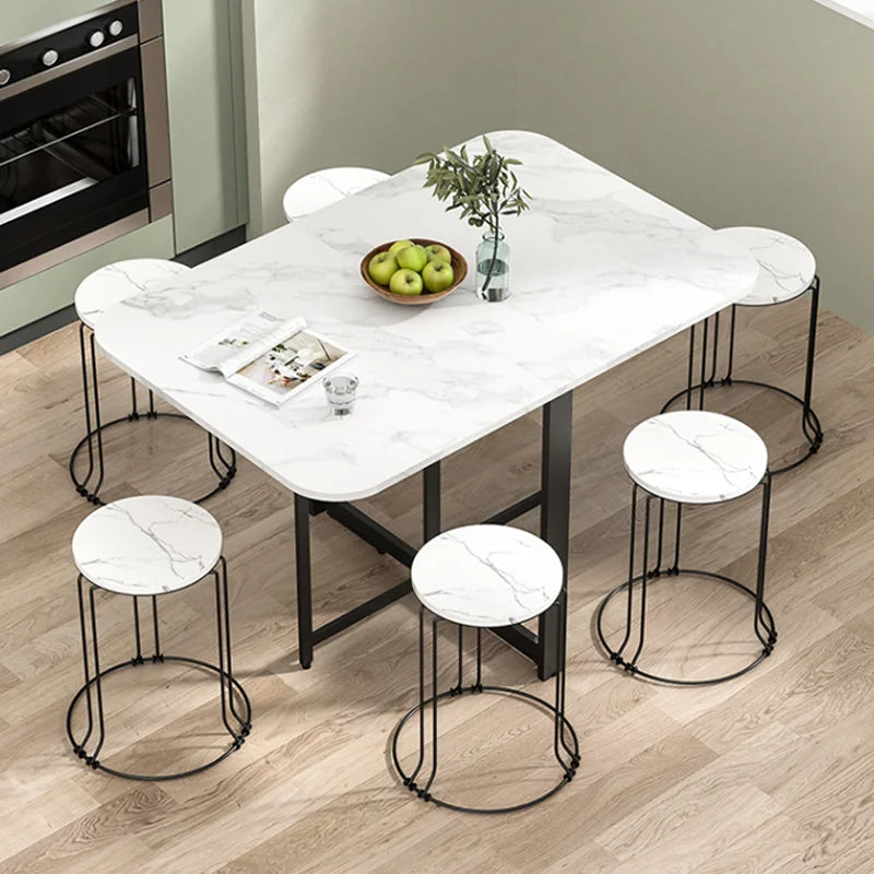 Foldable Rectangular Dining Table 100/120/140 Cm for Small Space Home And Restaurant Furniture Compact Meal Folding Table