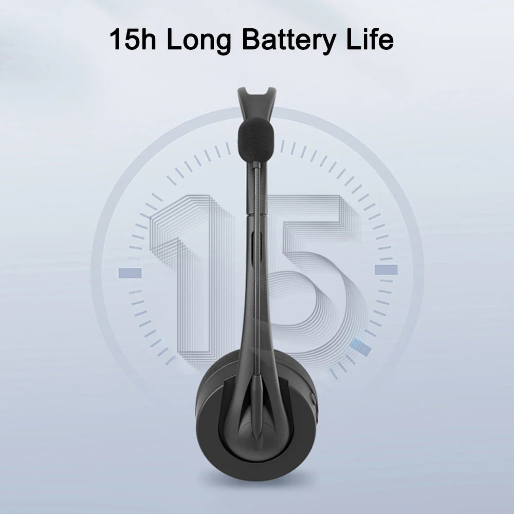 Bluetooth 5.3 Headphone With Mic Noise Reduction Hands-Free Call HiFi Lossless Wireless Headset For Call Center Office PC Laptop