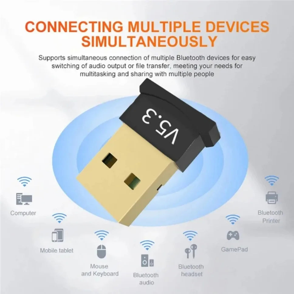 USB Bluetooth 5.3 5.1 Adapter Transmitter Receiver Bluetooth Dongle Wireless Audio Adapter for Computer PC Laptop
