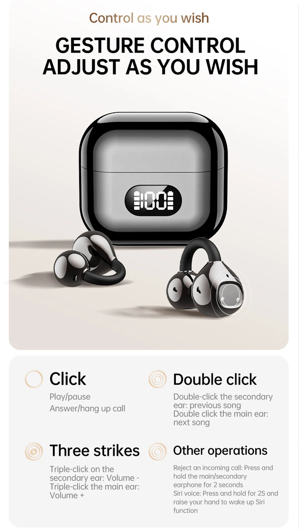 Earphone with Bluetooth 6.0 version X62 - Open-air wireless headphones for sports, commuting, low latency, high fidelity