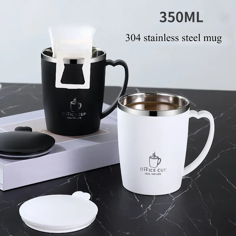 Portable Thermal Water Bottle 350ml Thermos Mug 304 Stainless Steel Coffee Cup with Handle Leak-Proof Vacuum Flask Insulated Cup