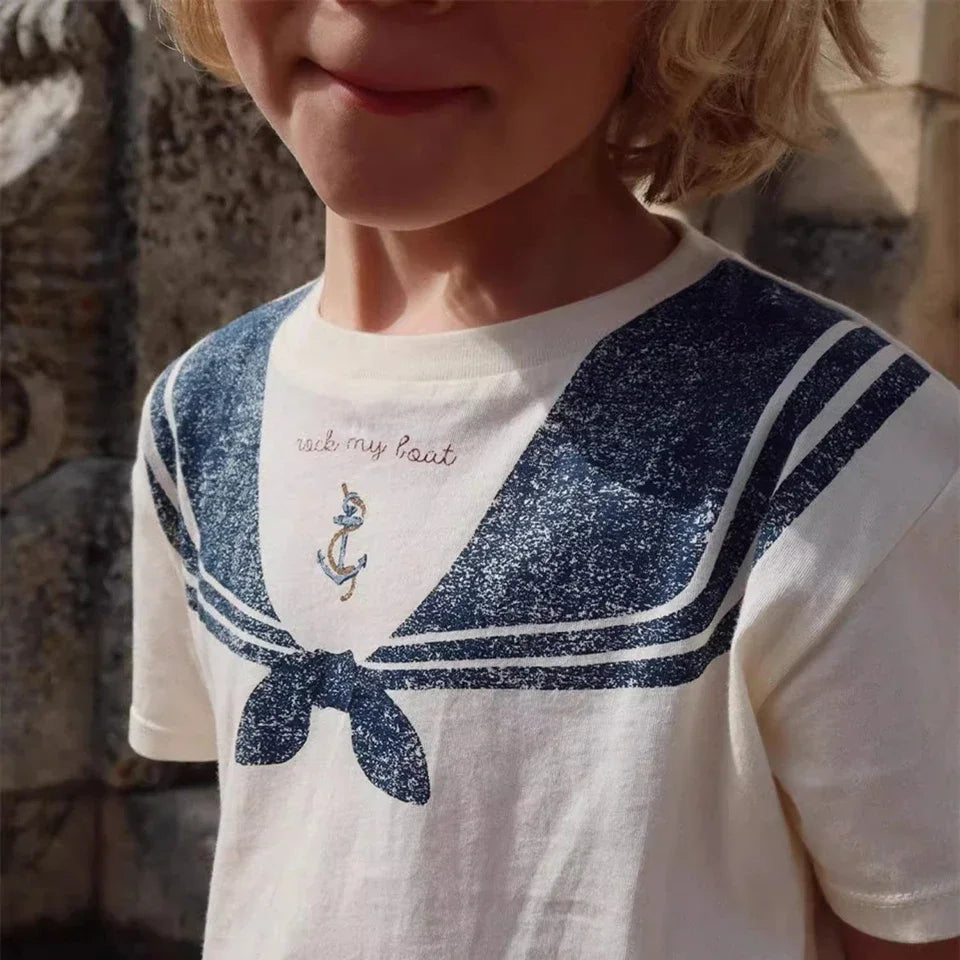 Summer Children Vacation Sets 2025 KS Girls Cute Cartoon Short Sleeve Tops Boys Sport T-shirt Shorts Baby Homewear Clothes Suit